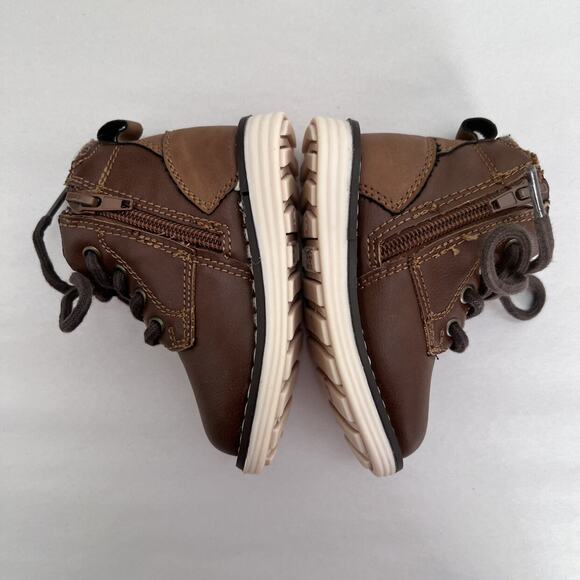 London Fog Boots Toddler Boys Size 5 Brown Faux Leather Lace Up Casual Fall - Picture 3 of 11